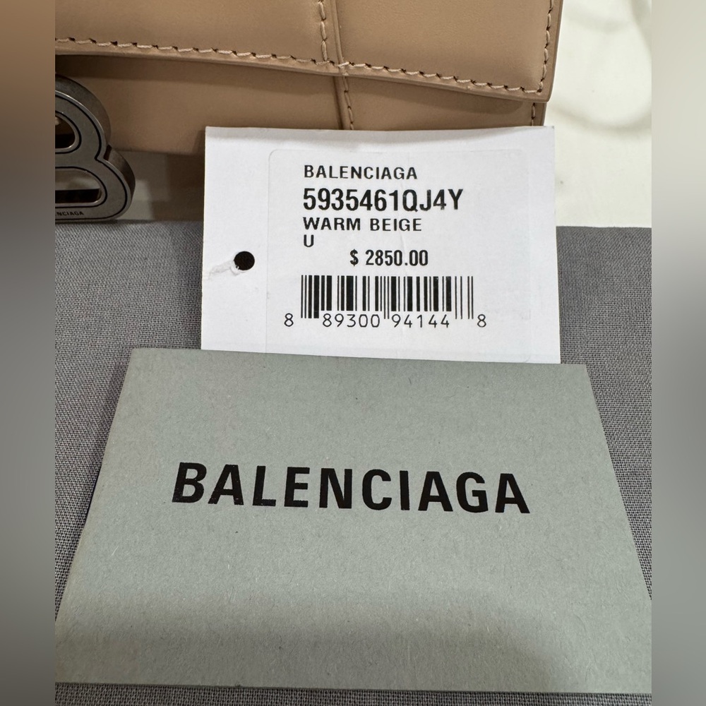 BALENCIAGA Hourglass Small Handbag in beige shiny box calfskin Bag - Picture 4 of 16